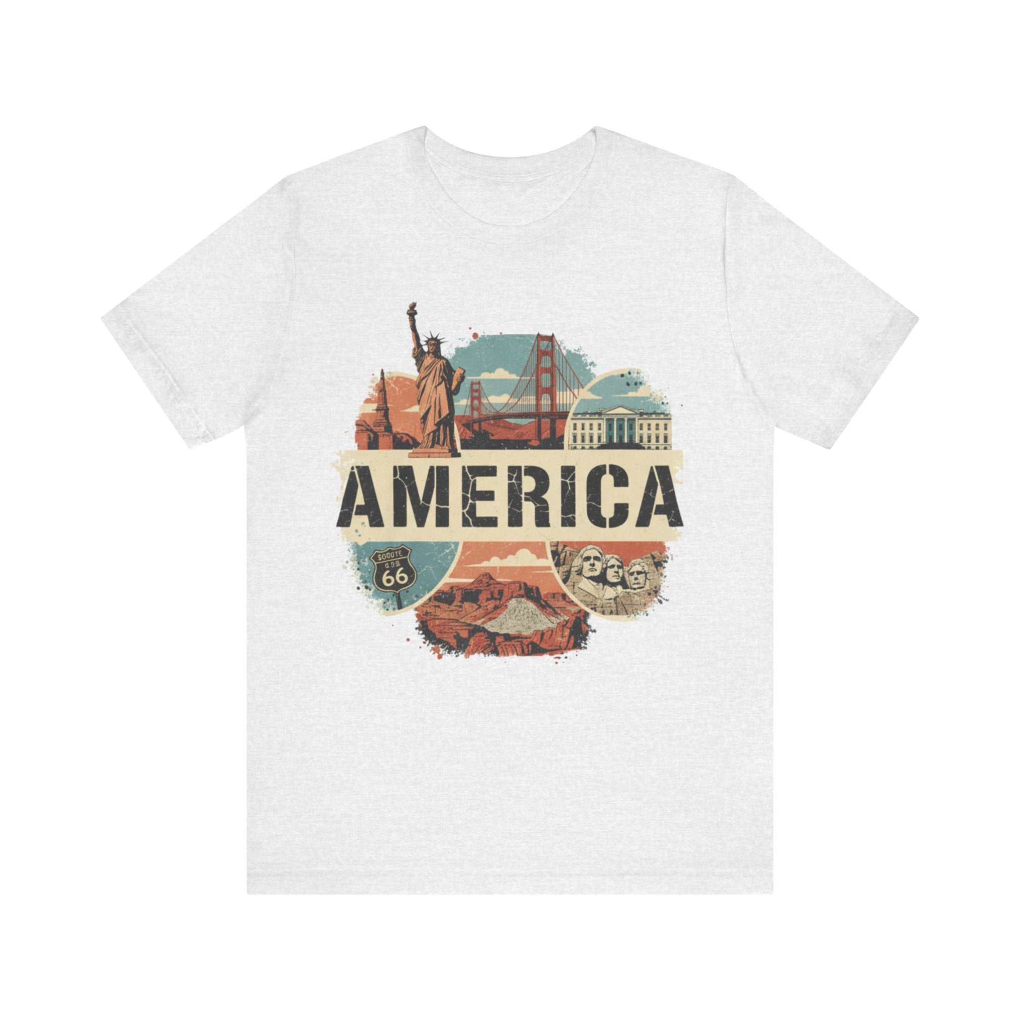 America Graphic Tee, Unisex Jersey T-Shirt, Vintage USA Apparel, Travel Shirt, American Pride Clothing