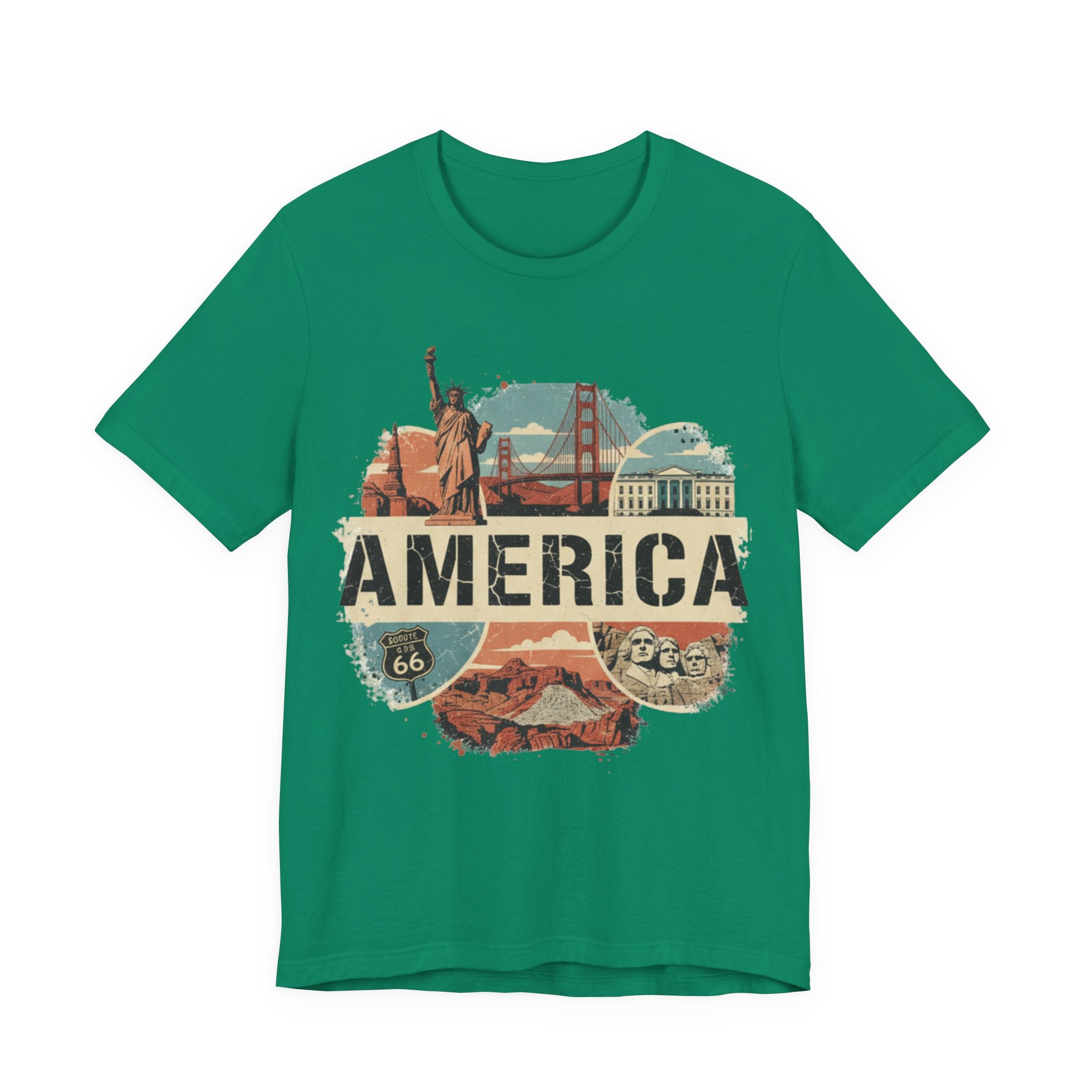 America Graphic Tee, Unisex Jersey T-Shirt, Vintage USA Apparel, Travel Shirt, American Pride Clothing