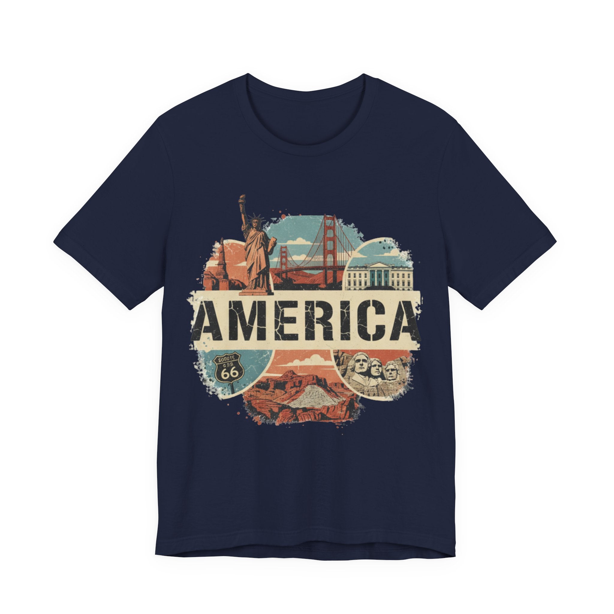 America Graphic Tee, Unisex Jersey T-Shirt, Vintage USA Apparel, Travel Shirt, American Pride Clothing
