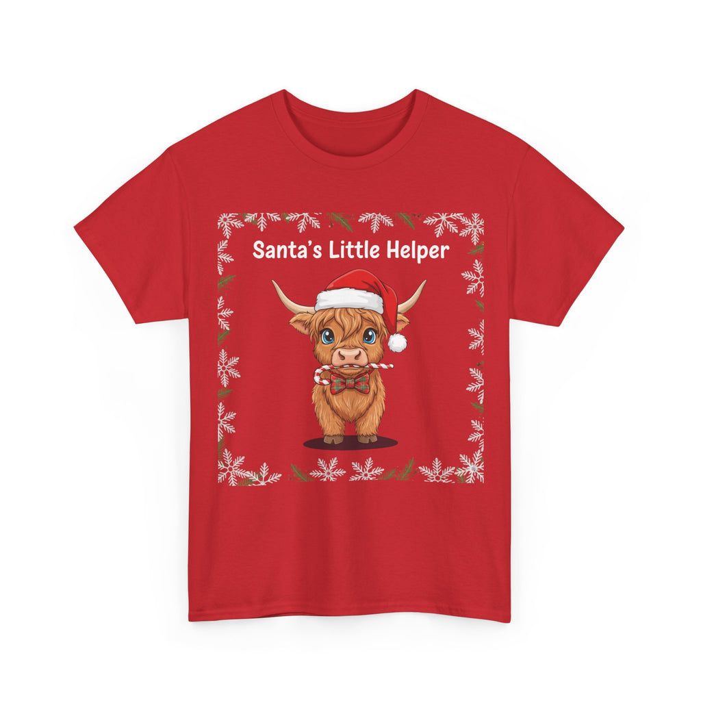 Festive Santa Tee - Unisex Heavy Cotton Tee, Christmas Gift, Holiday Wear, Cute Animal Design, Santa's Little Helper T-Shirt