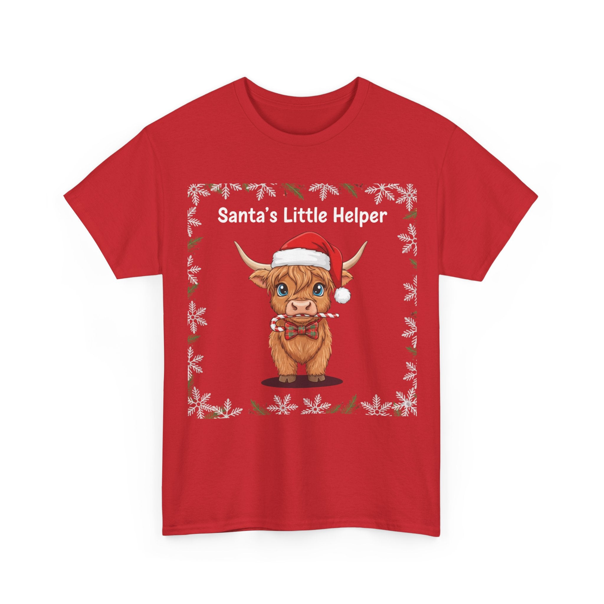 Festive Santa Tee - Unisex Heavy Cotton Tee, Christmas Gift, Holiday Wear, Cute Animal Design, Santa's Little Helper T-Shirt