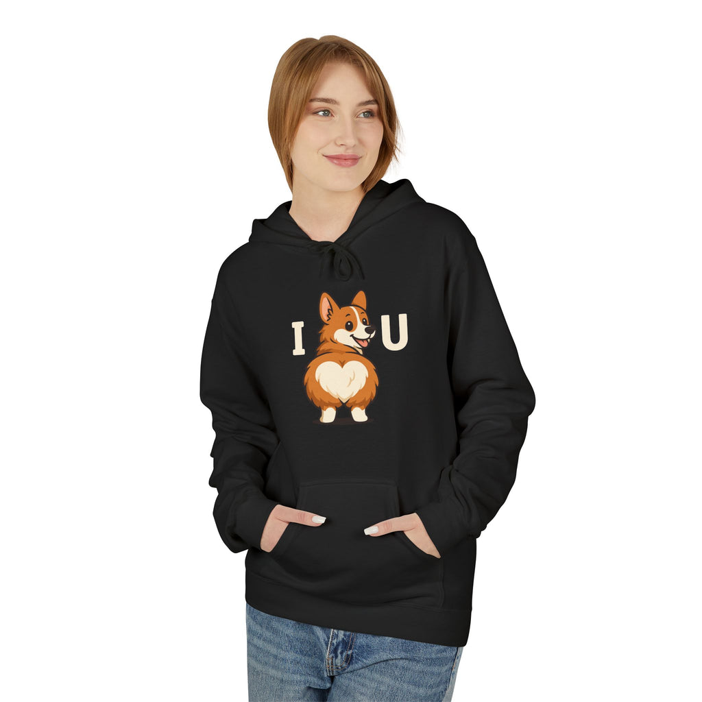 Corgi Love Hoodie, Cozy Pet Lover Pullover, I U Corgi Design Sweatshirt, Perfect Gift for Dog Owners, Adorable Casual Wear