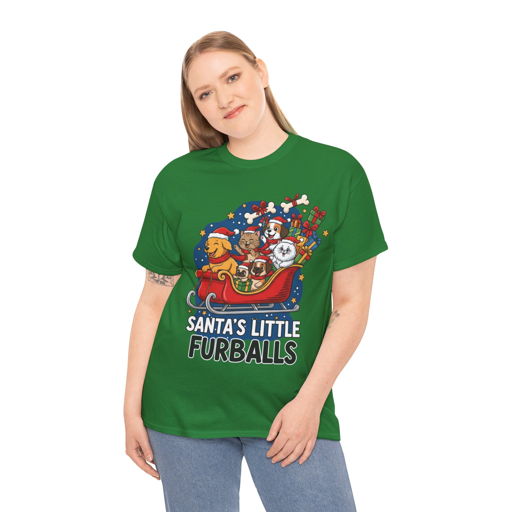 Santa's Little Furballs Unisex Heavy Cotton Tee