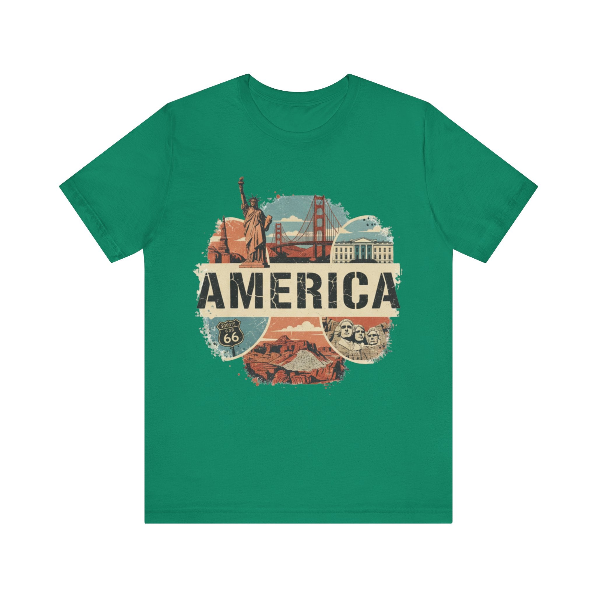 America Graphic Tee, Unisex Jersey T-Shirt, Vintage USA Apparel, Travel Shirt, American Pride Clothing