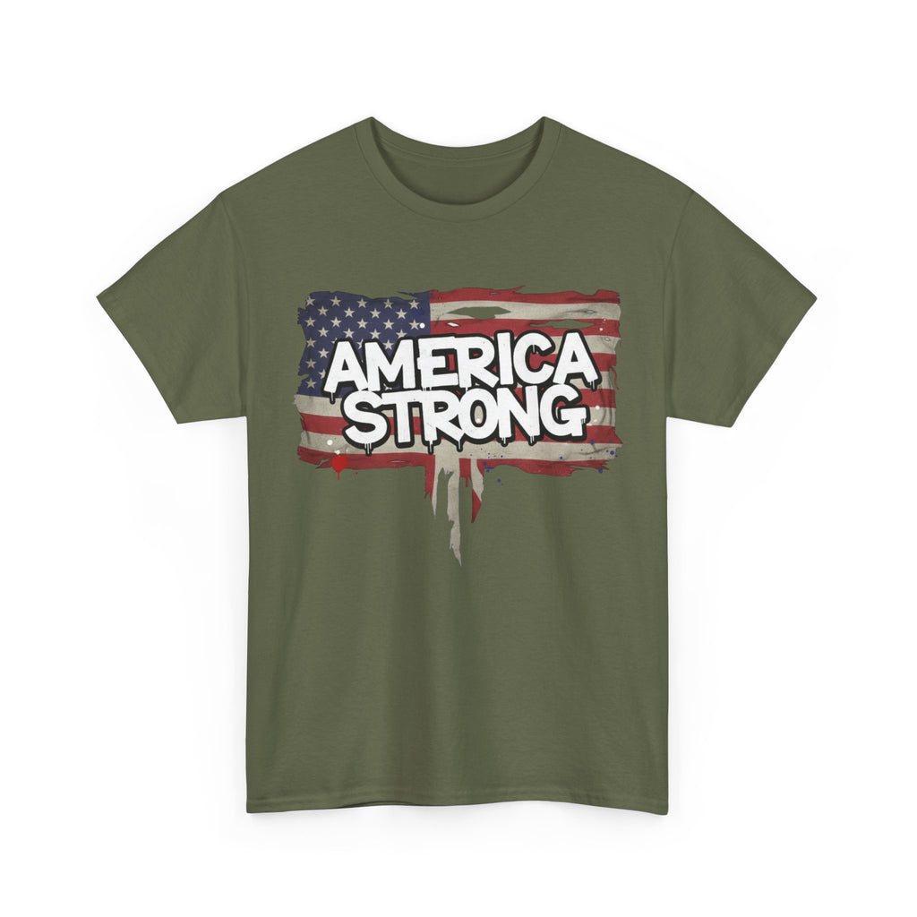 America Strong Unisex Heavy Cotton Tee, Patriotic Apparel, Independence Day Shirt, Veteran Gift, USA Fashion