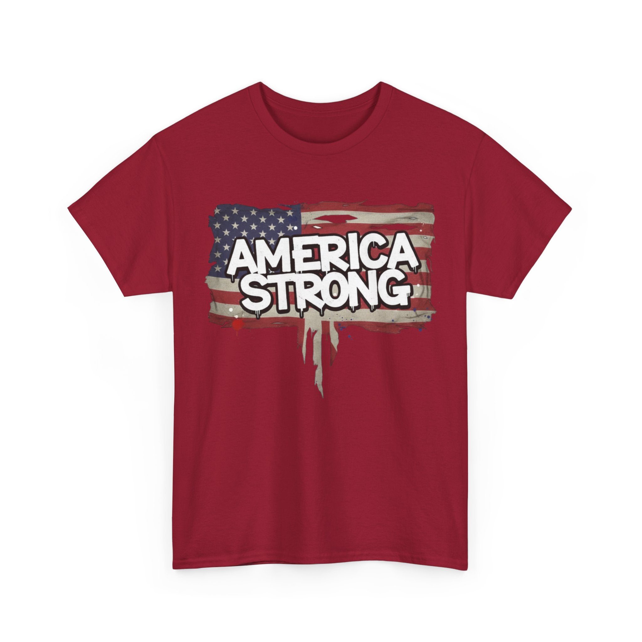 America Strong Unisex Heavy Cotton Tee, Patriotic Apparel, Independence Day Shirt, Veteran Gift, USA Fashion