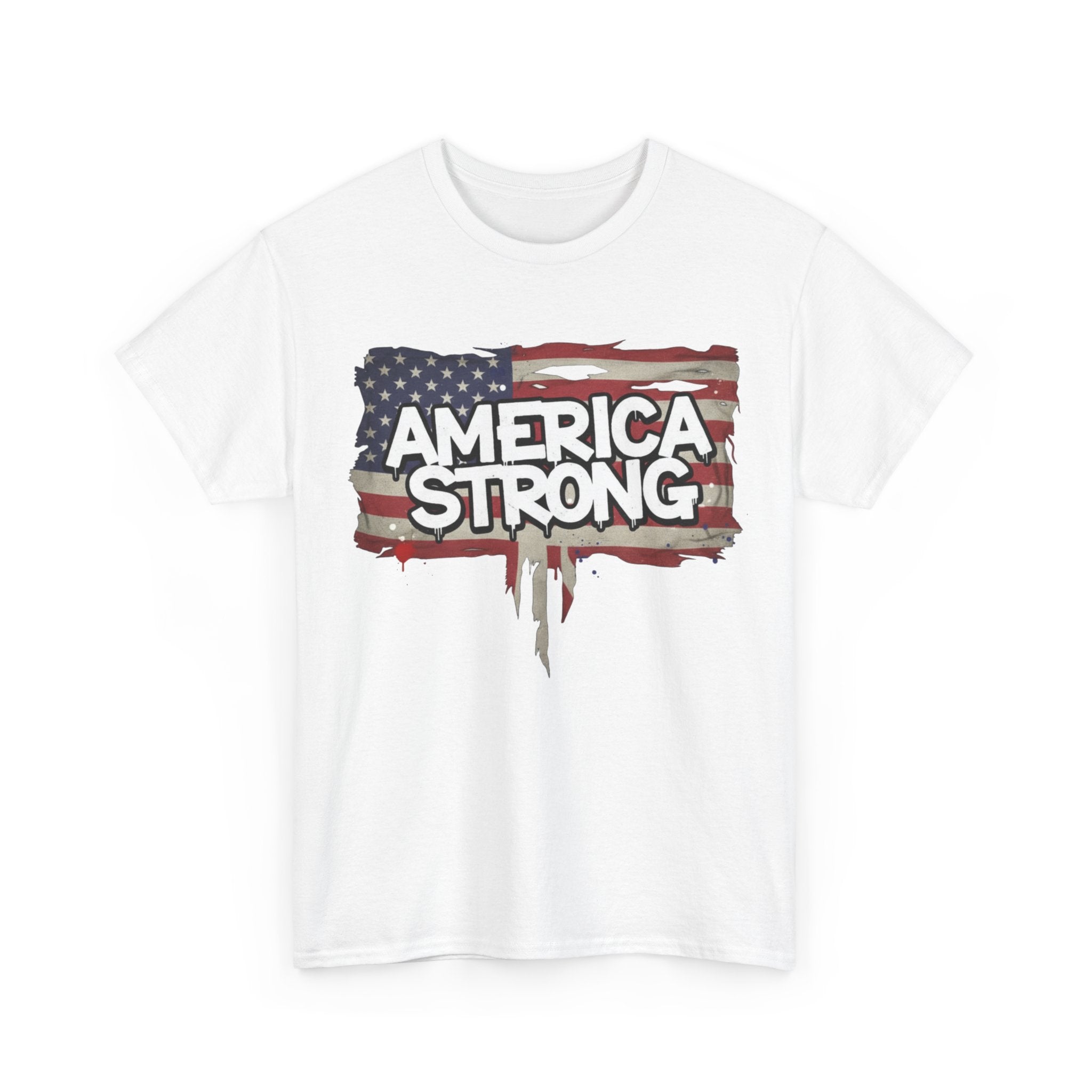 America Strong Unisex Heavy Cotton Tee, Patriotic Apparel, Independence Day Shirt, Veteran Gift, USA Fashion