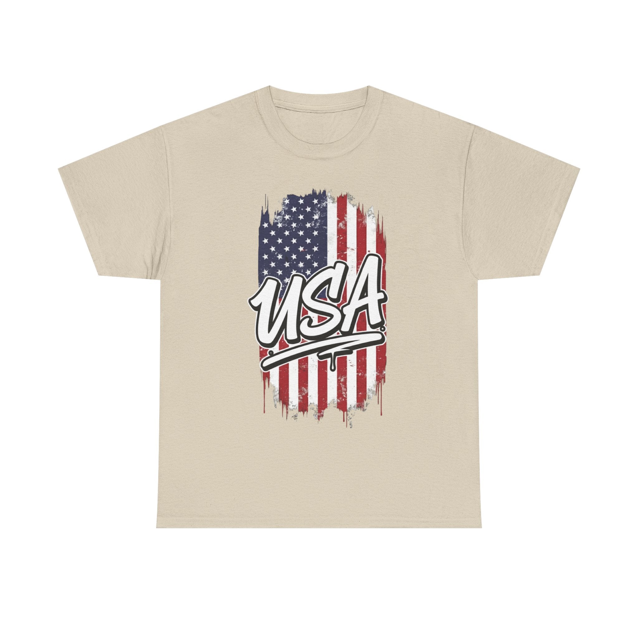 Patriotic USA Tee - Unisex Heavy Cotton T-Shirt, Independence Day Gift, Casual Outfit, Fourth of July, American Pride, Free Shipping