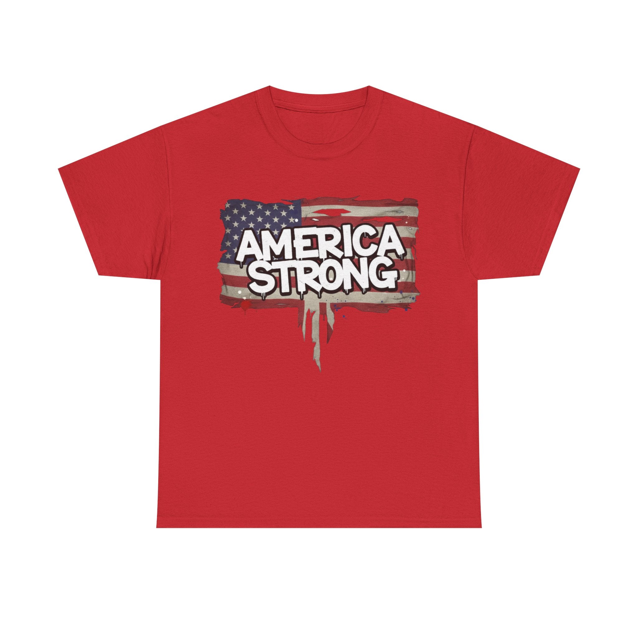 America Strong Unisex Heavy Cotton Tee, Patriotic Apparel, Independence Day Shirt, Veteran Gift, USA Fashion