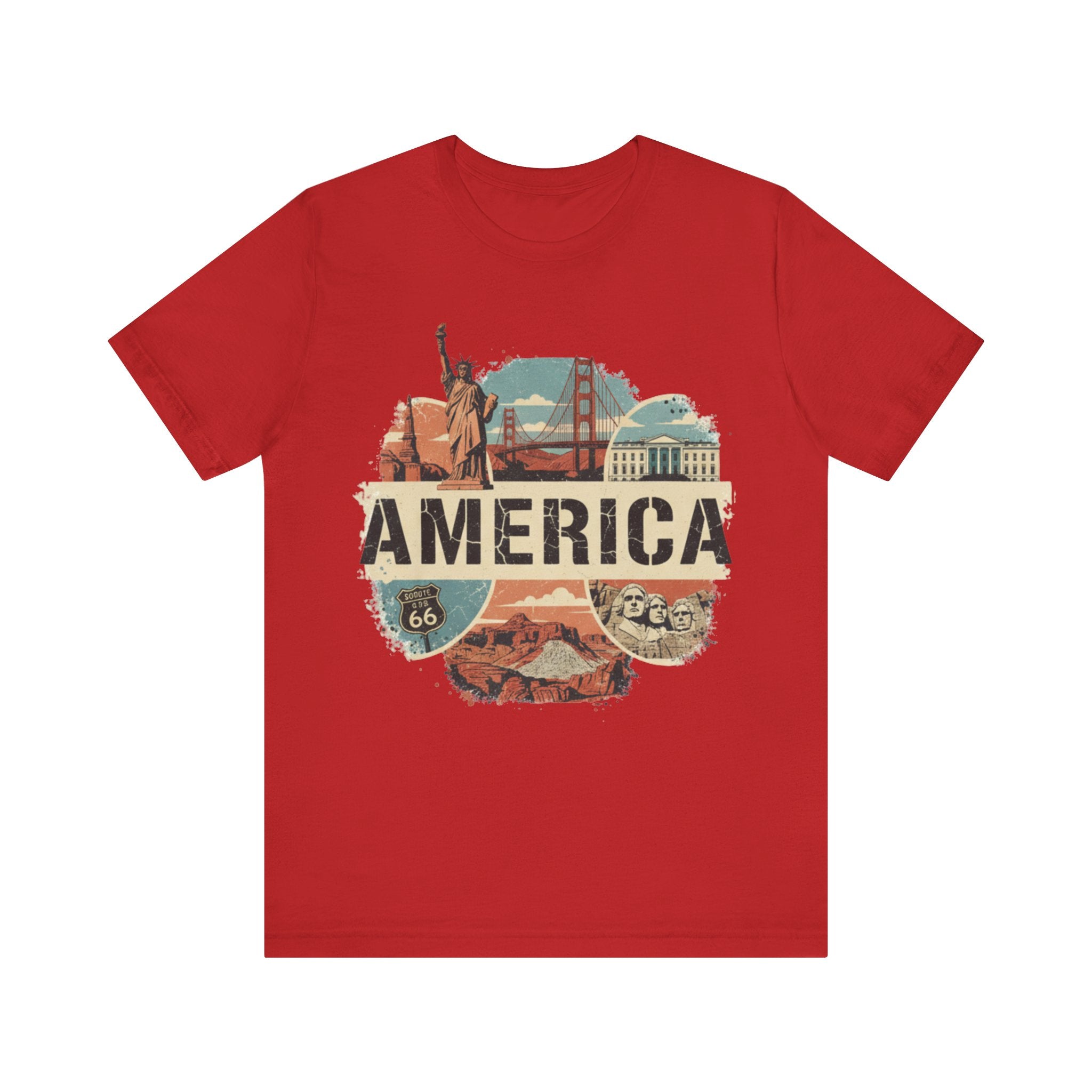 America Graphic Tee, Unisex Jersey T-Shirt, Vintage USA Apparel, Travel Shirt, American Pride Clothing