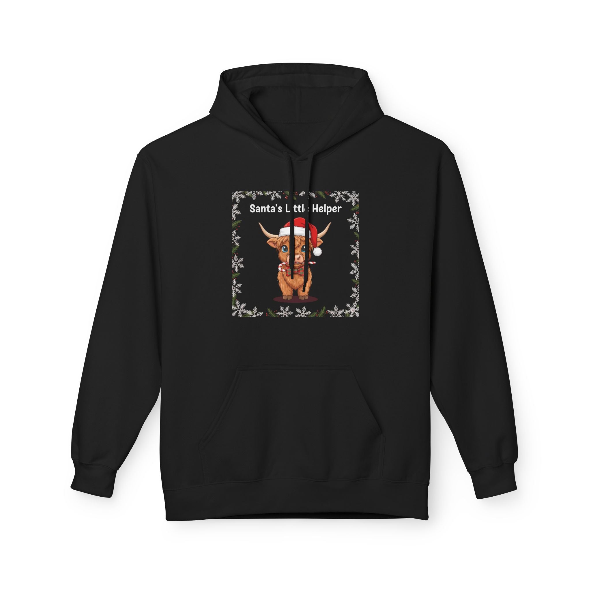 Festive Bull Graphic Hoodie, Holiday Sweatshirt, Unisex Gift, Cozy Layer, Farm Animal Lover Apparel, Christmas Outfit