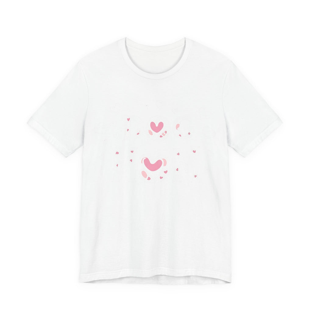Dog Mom with Hearts Cotton Short Sleeve T-Shirt, Casual Wear, Gift for her, Everyday Favorite, Cute Graphic Tee, Free Shipping