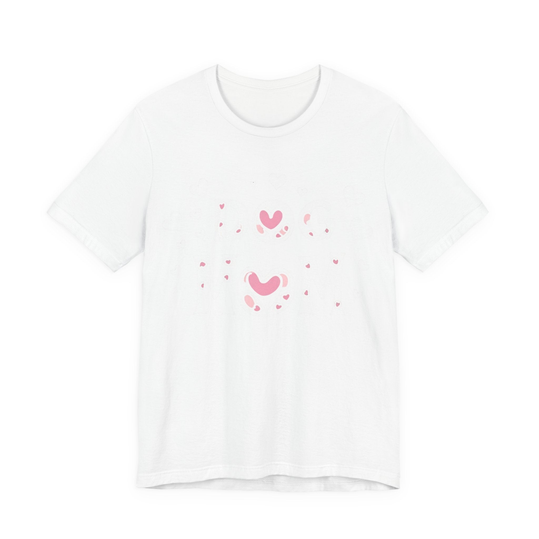 Dog Mom with Hearts Cotton Short Sleeve T-Shirt, Casual Wear, Gift for her, Everyday Favorite, Cute Graphic Tee, Free Shipping