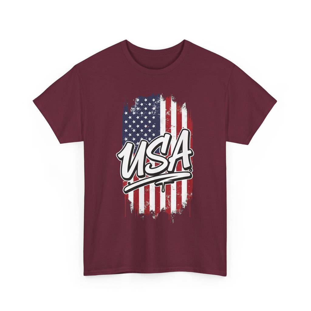 Patriotic USA Tee - Unisex Heavy Cotton T-Shirt, Independence Day Gift, Casual Outfit, Fourth of July, American Pride, Free Shipping