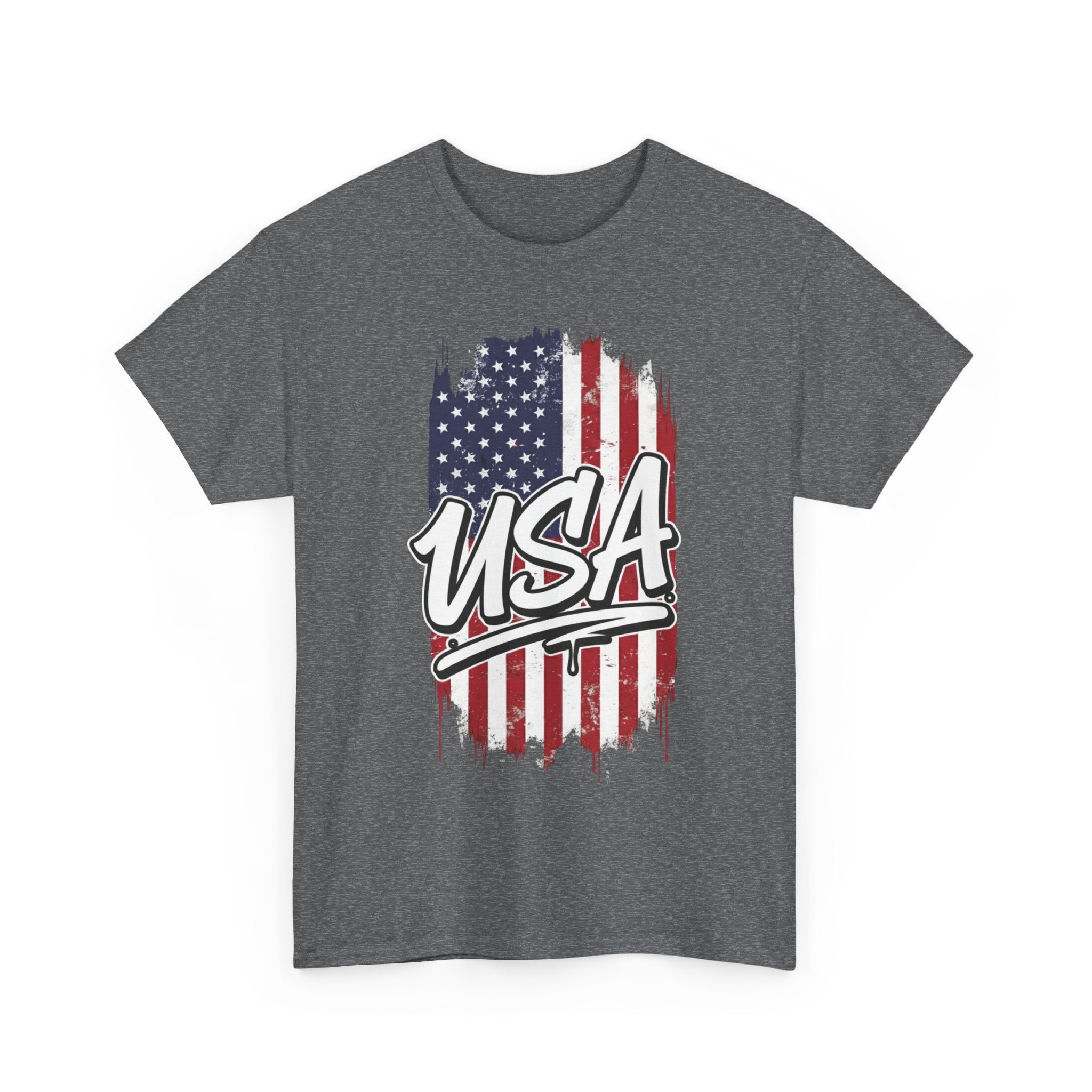 Patriotic USA Tee - Unisex Heavy Cotton T-Shirt, Independence Day Gift, Casual Outfit, Fourth of July, American Pride, Free Shipping