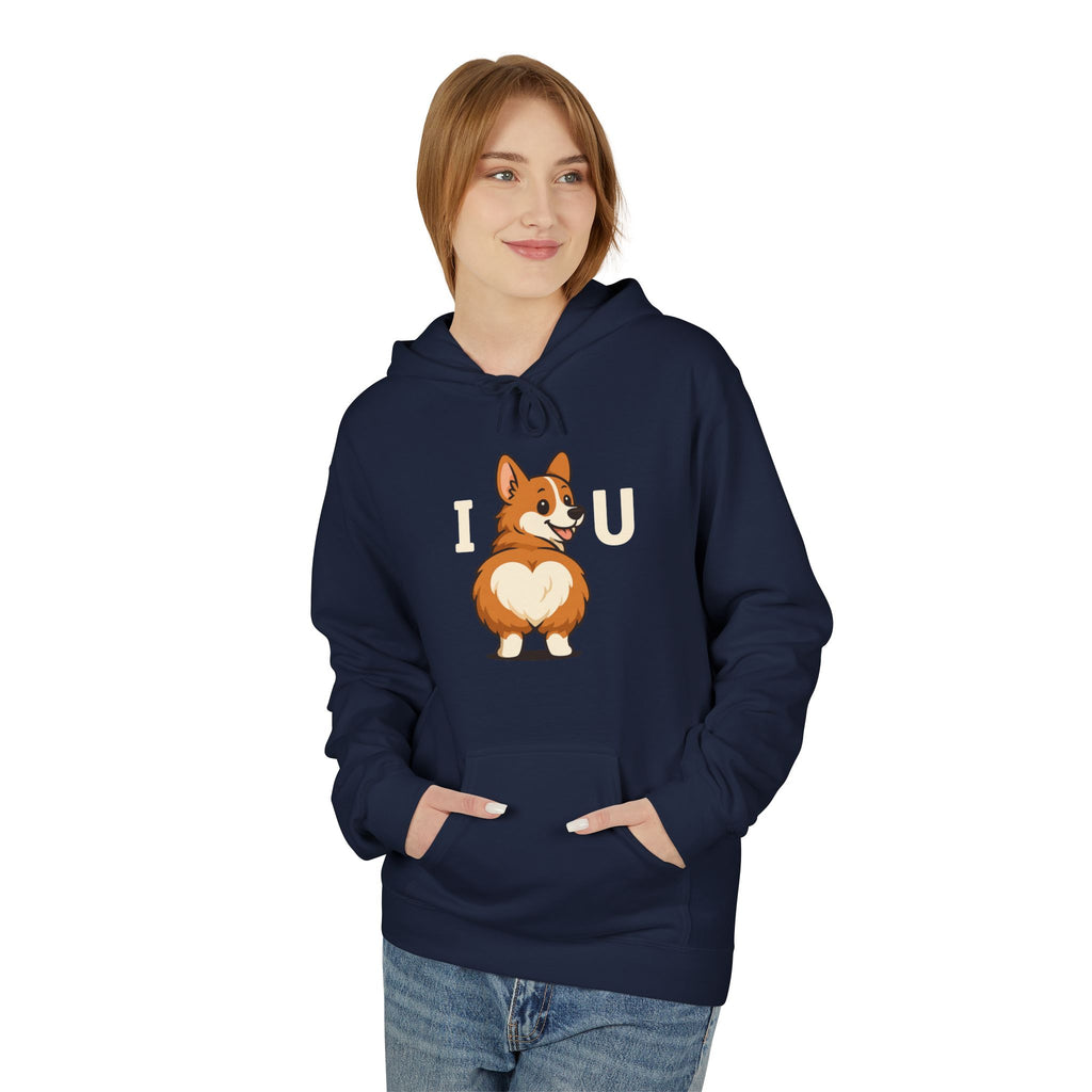 Corgi Love Hoodie, Cozy Pet Lover Pullover, I U Corgi Design Sweatshirt, Perfect Gift for Dog Owners, Adorable Casual Wear