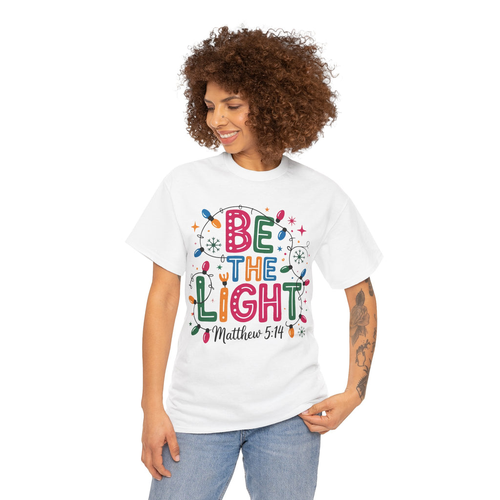 Unisex Heavy Cotton Tee - 'Be The Light' Inspirational Tee, Gift for Christmas, Motivational Shirt, Faith-Based Apparel, Everyday Wear