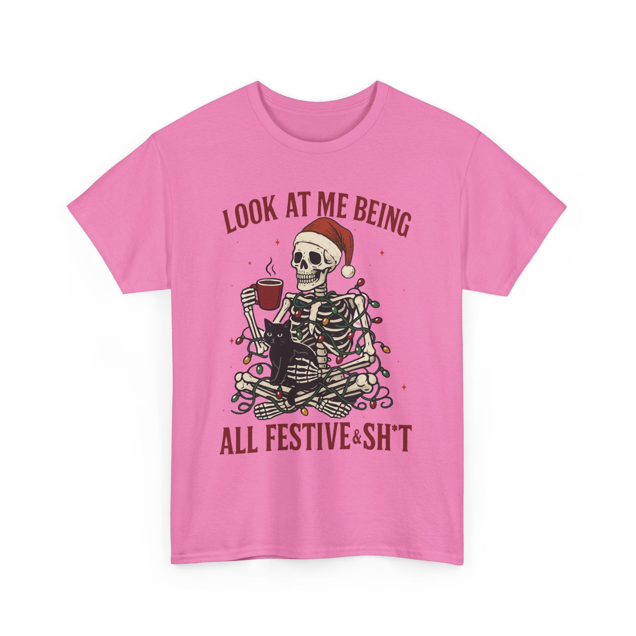 Festive Skeleton Tee, Unisex Cotton T-Shirt for Parties, Halloween, Christmas, Holiday Gifts, Fun Party Wear
