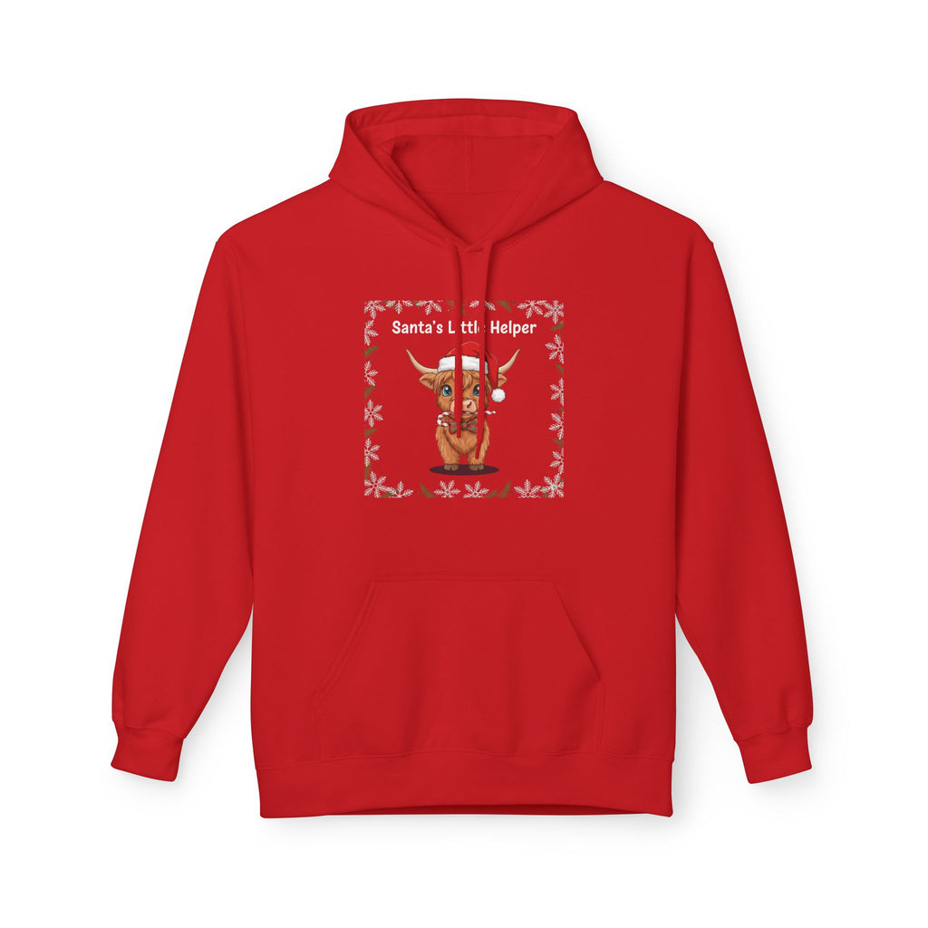 Festive Bull Graphic Hoodie, Holiday Sweatshirt, Unisex Gift, Cozy Layer, Farm Animal Lover Apparel, Christmas Outfit