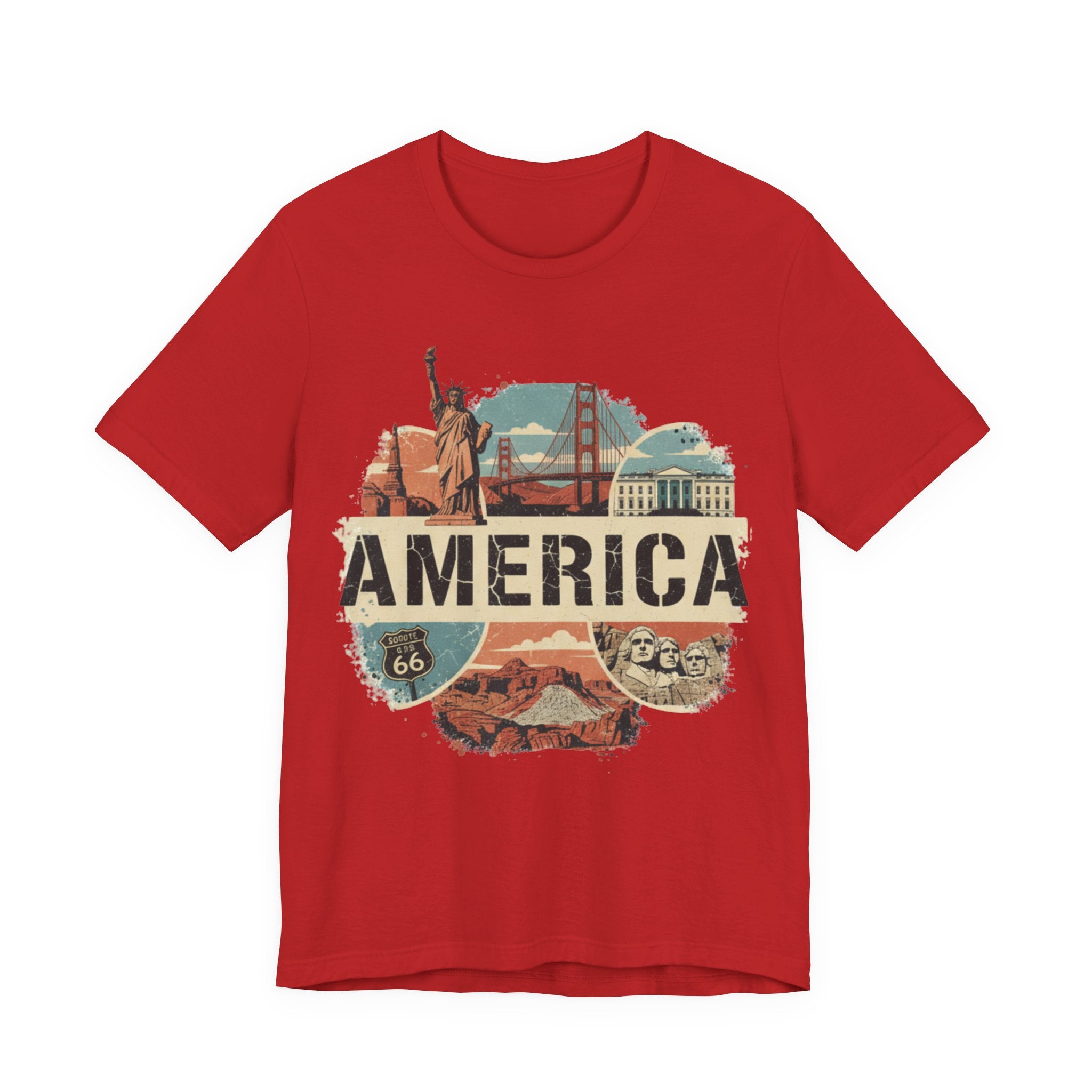 America Graphic Tee, Unisex Jersey T-Shirt, Vintage USA Apparel, Travel Shirt, American Pride Clothing