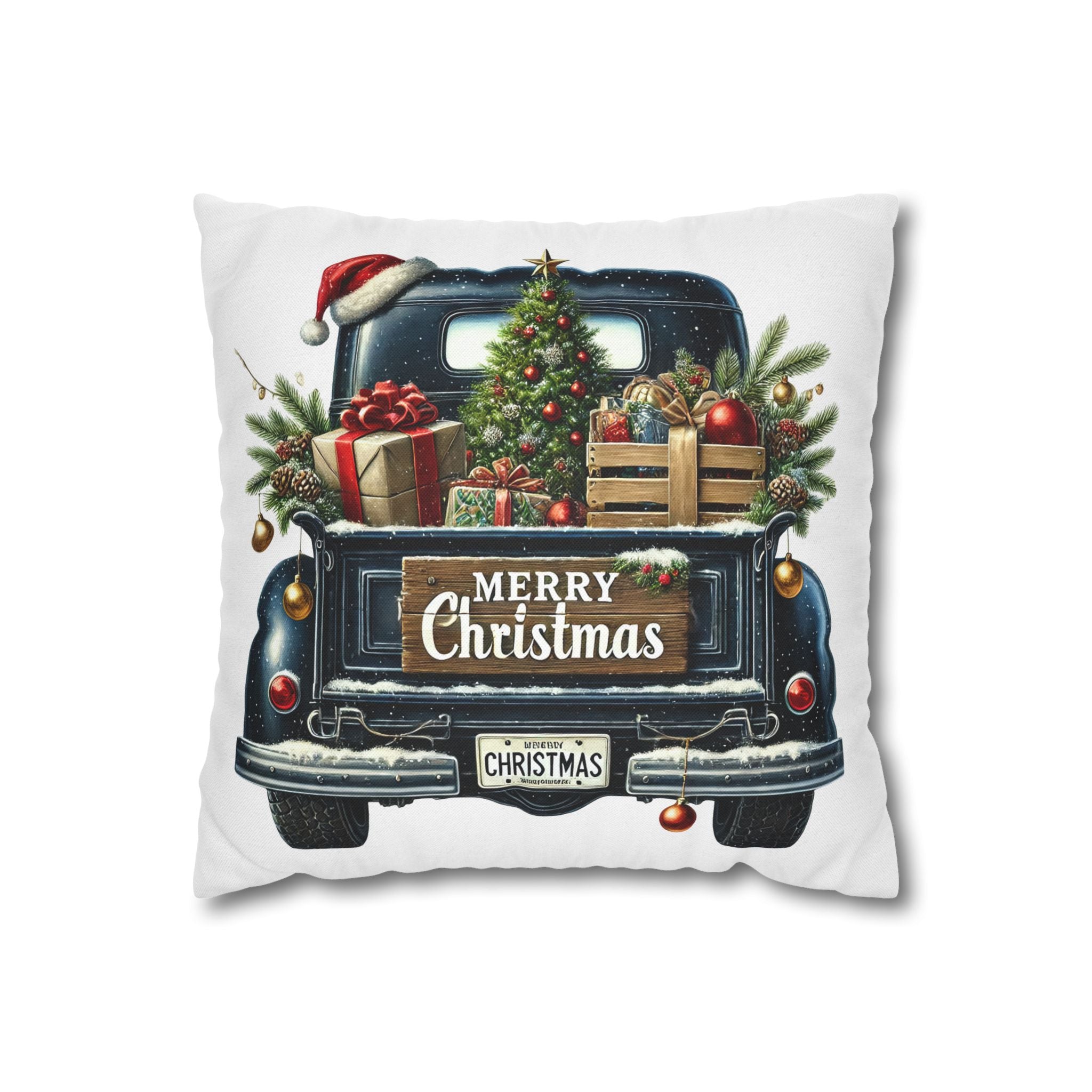Christmas Truck Pillowcase, Holiday Decor, Cozy Home Accent, Farmhouse Style, Gift for Christmas, Winter Decoration