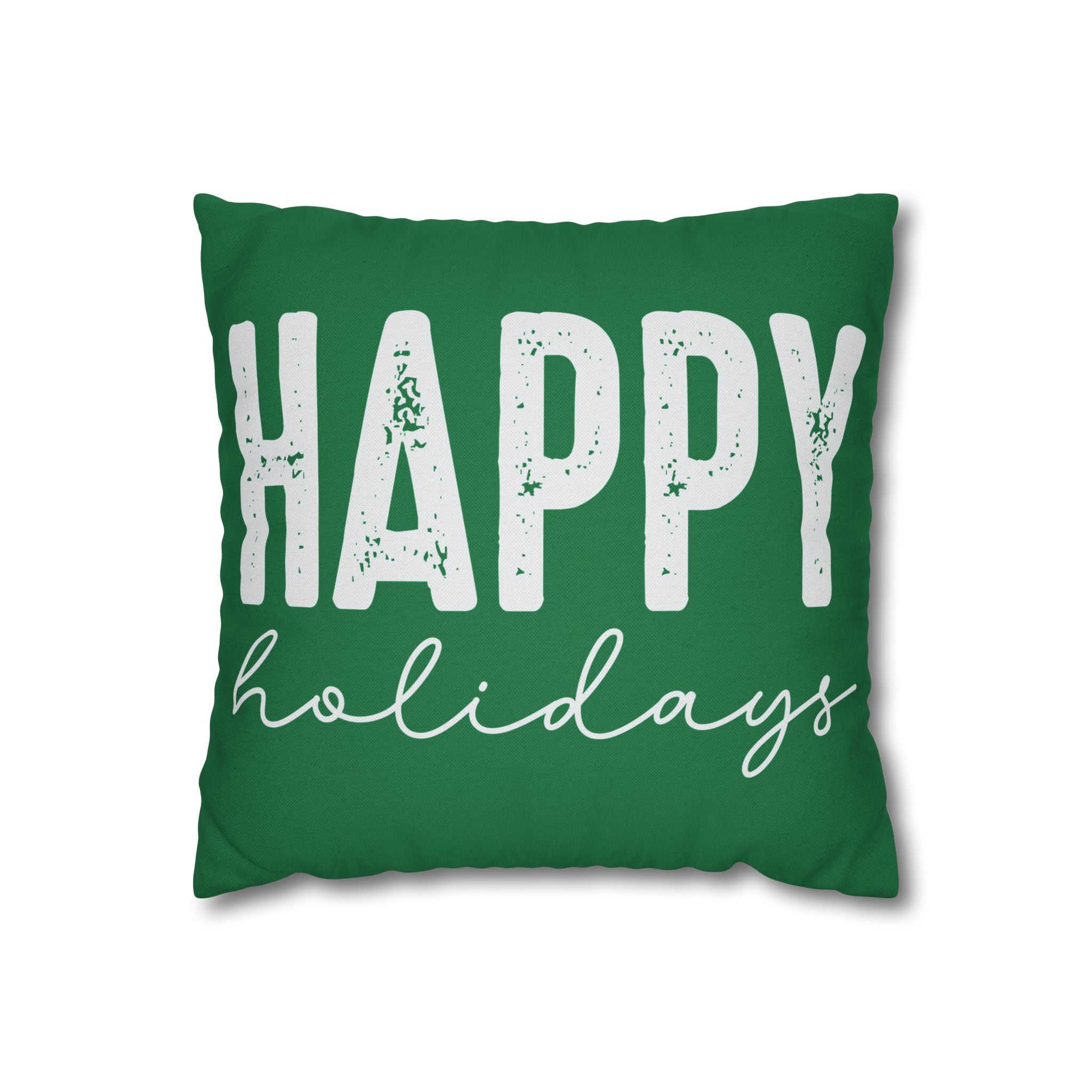 Happy Holidays Decorative Pillowcase, Green
