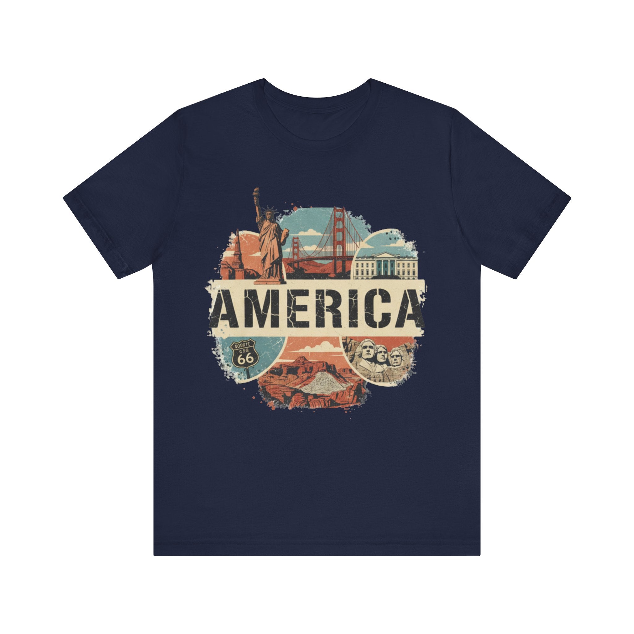 America Graphic Tee, Unisex Jersey T-Shirt, Vintage USA Apparel, Travel Shirt, American Pride Clothing